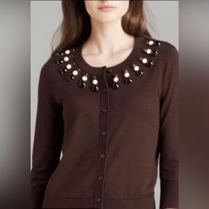 Kate Spade Live Colorfully Rio Dejaneiro inspired Beaded Sweater Brown Size XS